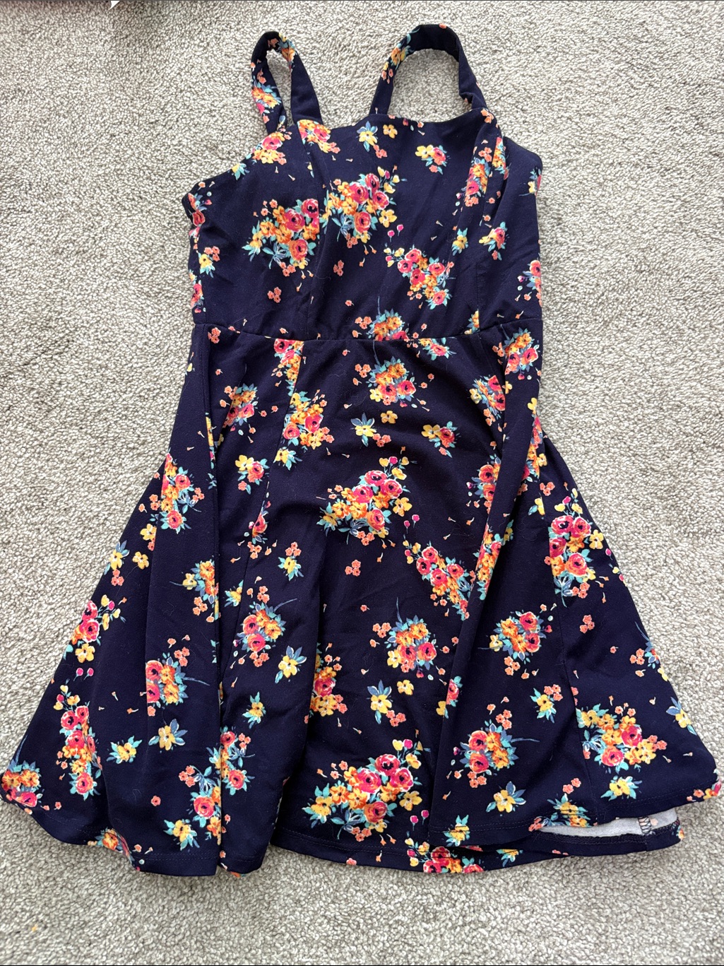 Zunie Navy Floral Sundress With Multicolor Blooms Size 7/8